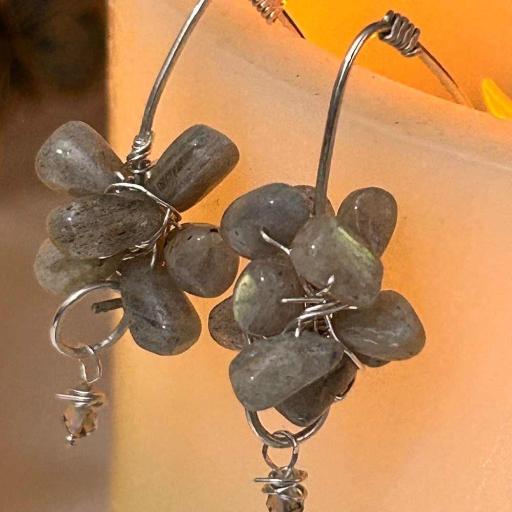 New Sterling Silver Wire Wrapped Gemstones Earrings